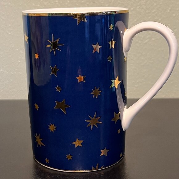 Sakura GALAXY BLUE 14k Gold Stars & Accents Cobalt Blue Fine Porcelain Cup Mug - Picture 2 of 15